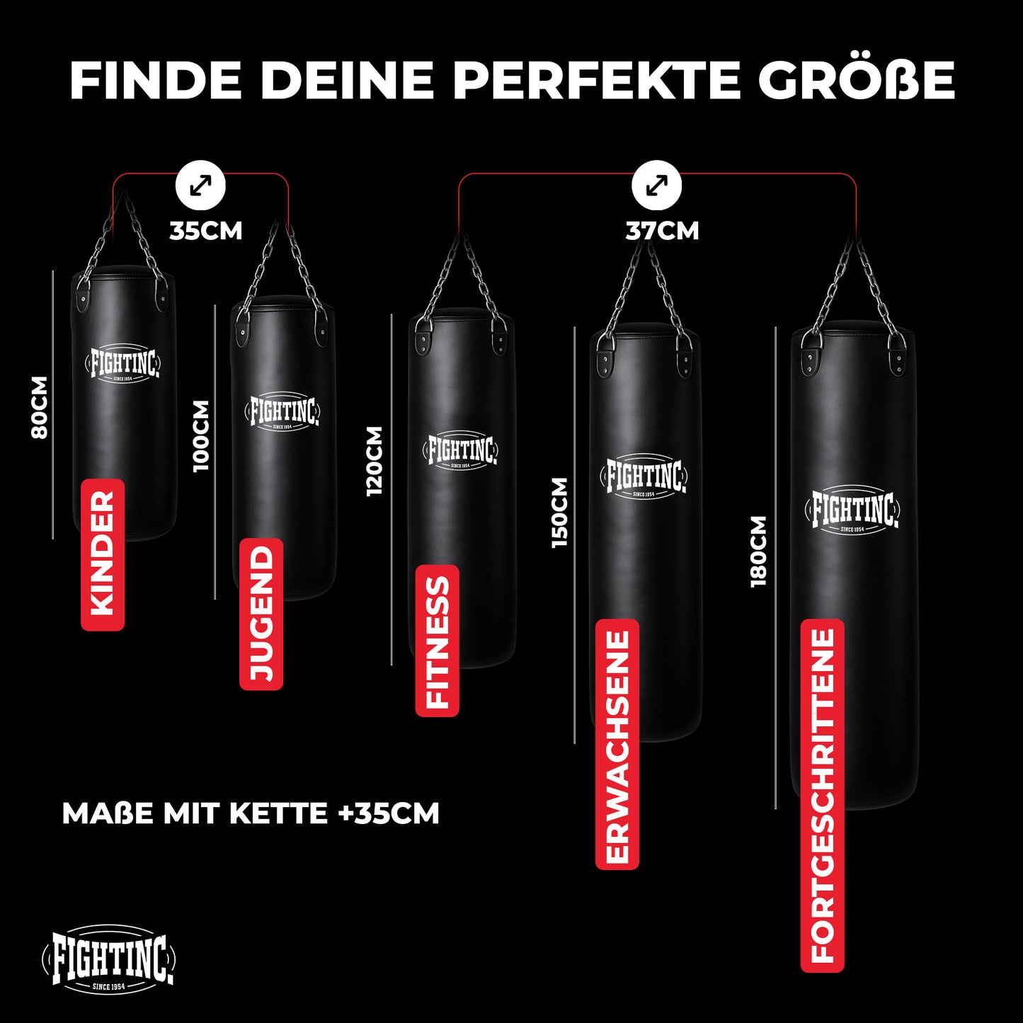Fightinc. Boxsack "Classic" GEFÜLLT / UNGEFÜLLT / MIT FÜLLUNG