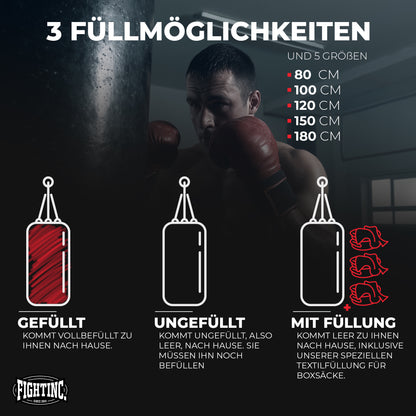 Fightinc. Boxsack "Classic" GEFÜLLT / UNGEFÜLLT / MIT FÜLLUNG